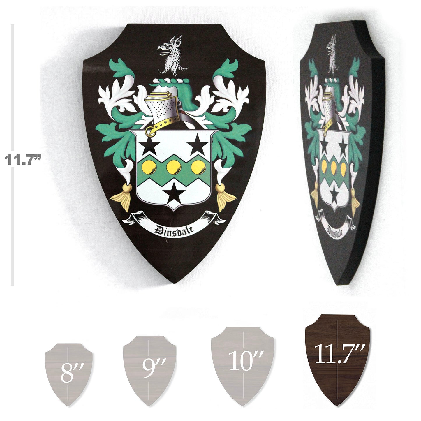 Heraldic Coat of Arms, Wooden Shield Plaque. Traditional Family History.