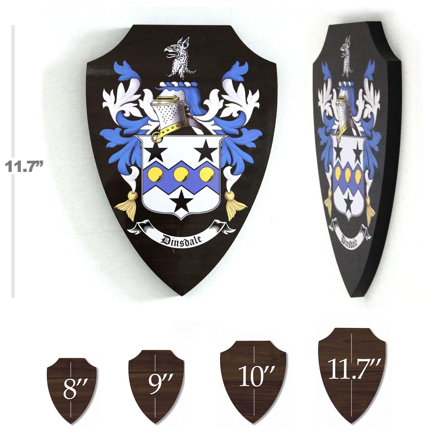 Heraldic Coat of Arms, Wooden Shield Plaque. Traditional Family History.