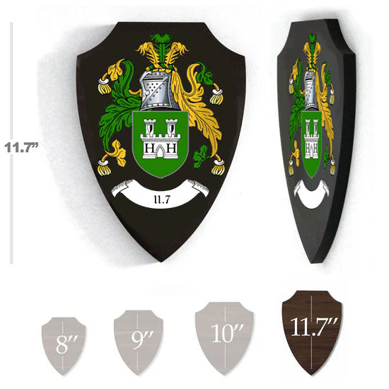 Heraldic Coat of Arms, Wooden Shield Plaque. Traditional Family History.