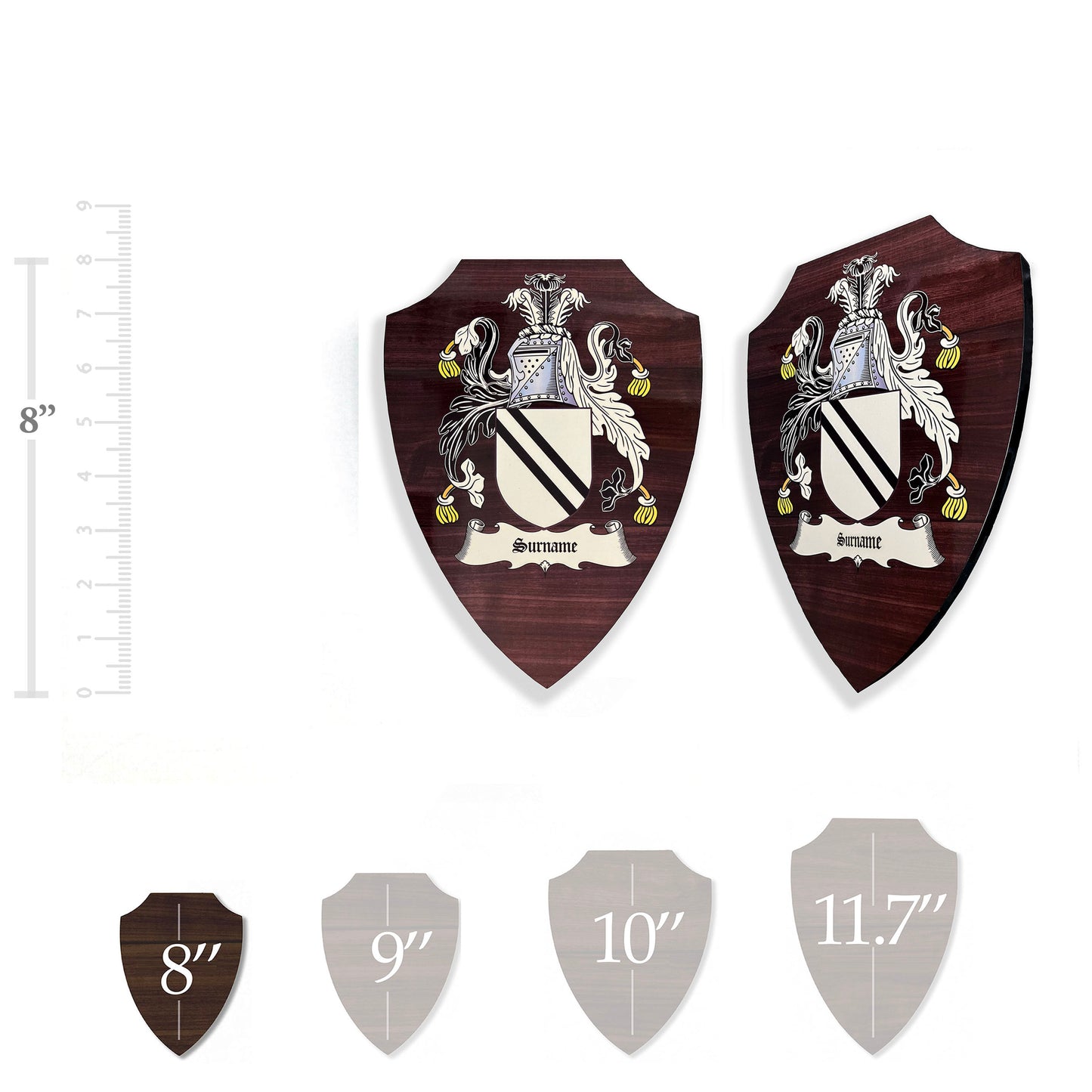 Heraldic Coat of Arms, Wooden Shield Plaque. Traditional Family History.