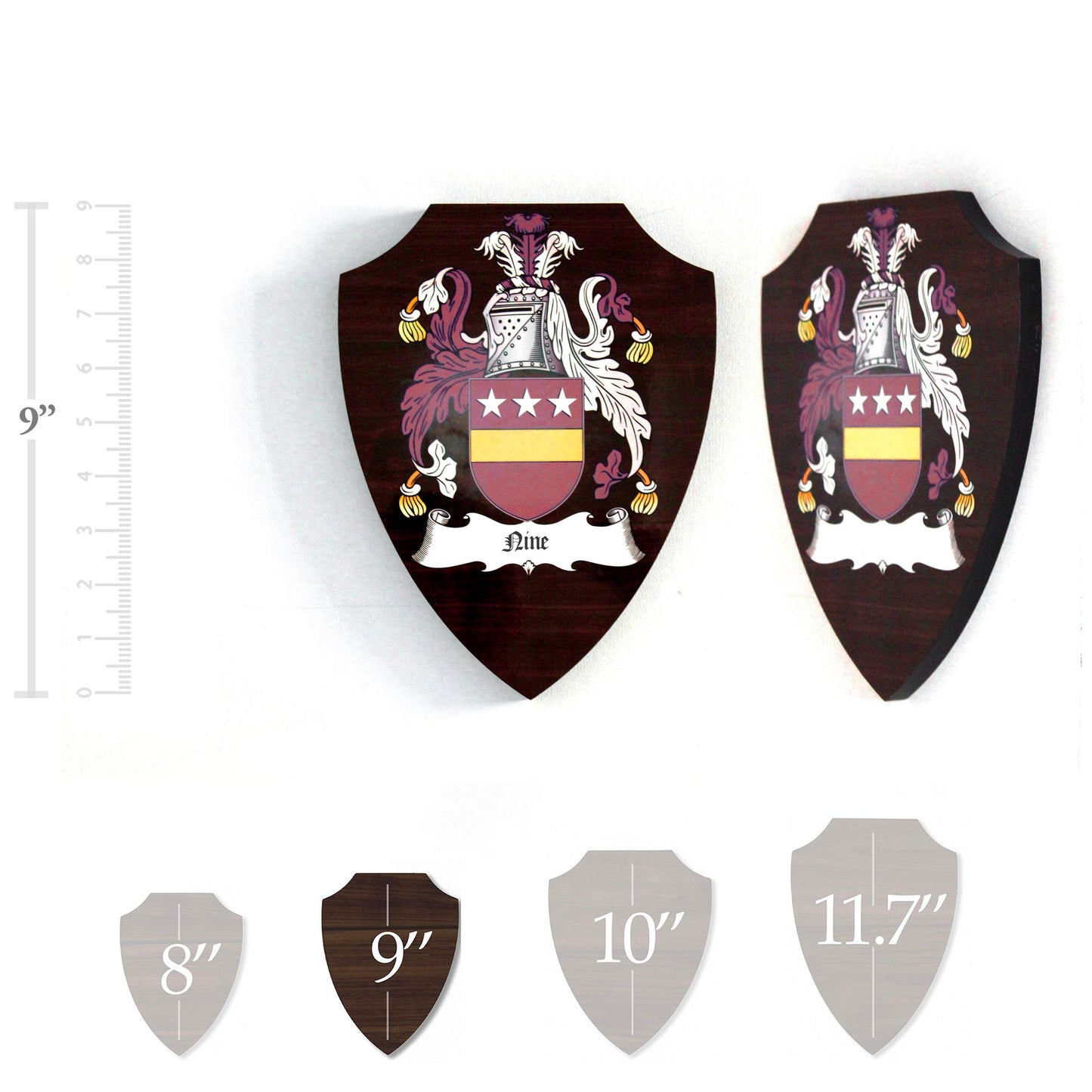 Heraldic Coat of Arms, Wooden Shield Plaque. Traditional Family History.