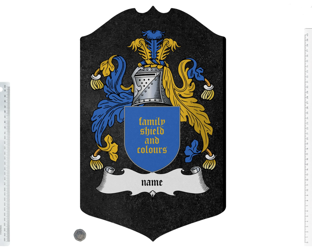 Large Metal Shield, 16inch / 40.5cm high, Family Coat of Arms, Heraldic Shield