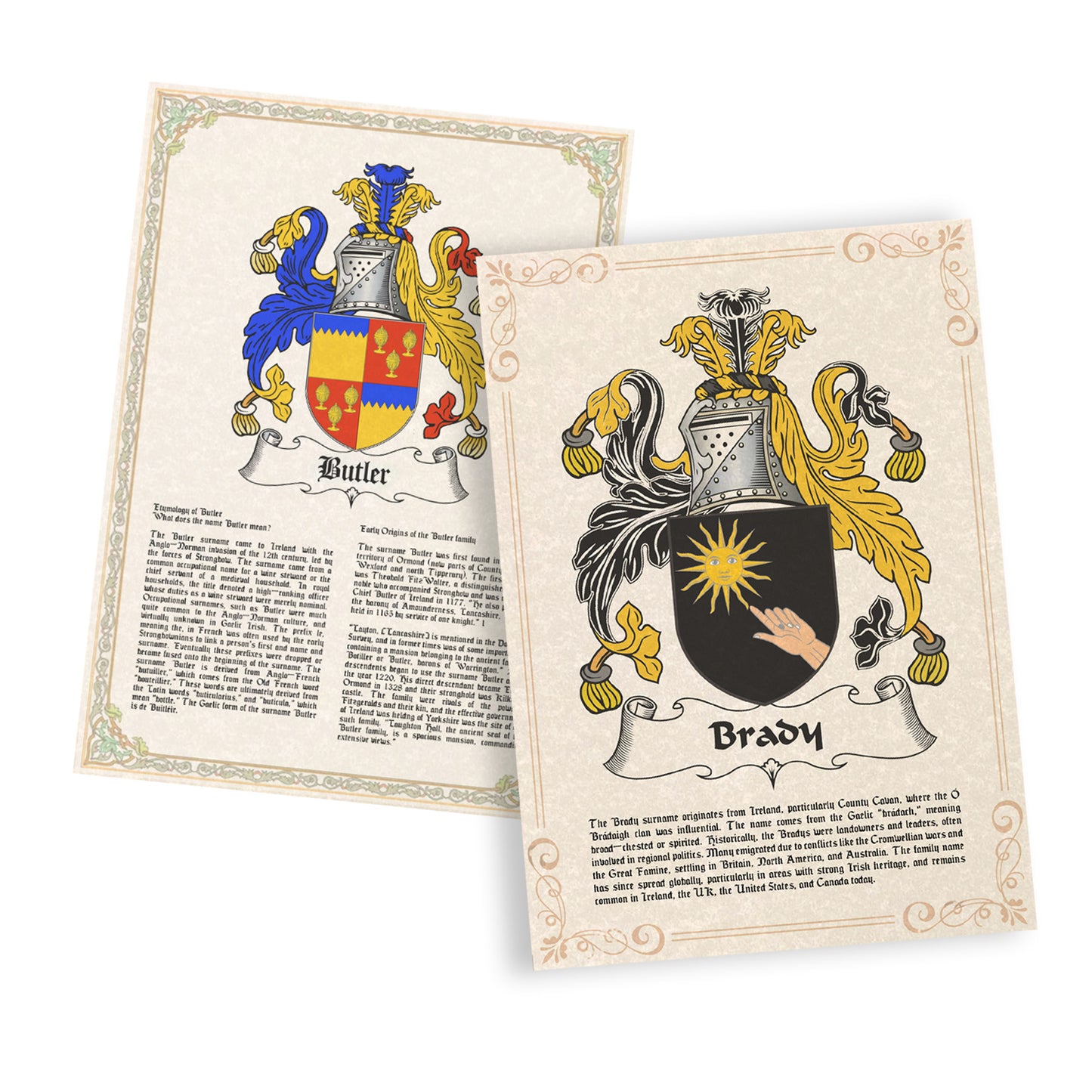 Framed Coat of Arms Certificate With Family History, A4