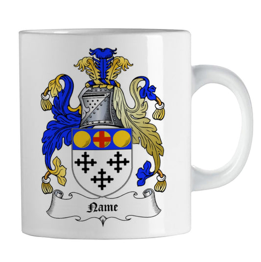 Coat of Arms, Personalised Mug, Heraldic Cup. Family Name. Company/Club logo