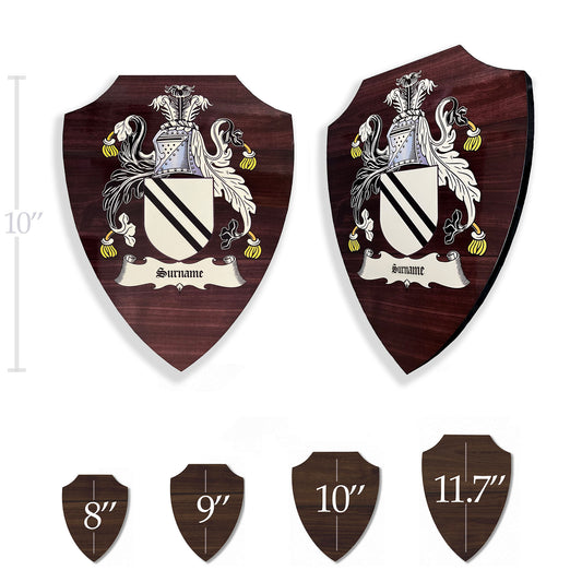 Heraldic Coat of Arms, Wooden Shield Plaque. Traditional Family History.