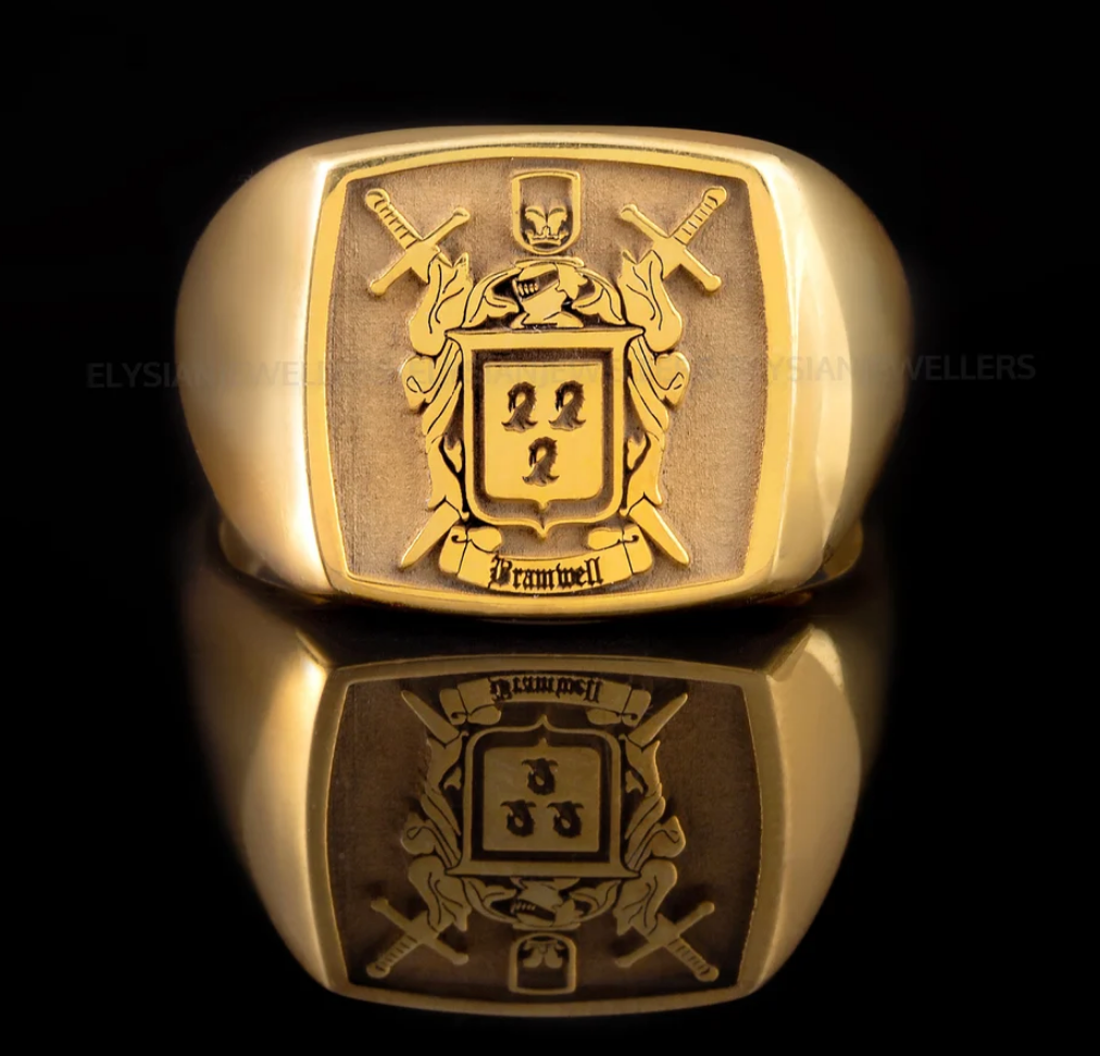 Coat of Arms Signet Ring, Customised, Personalized. Family Emblem.