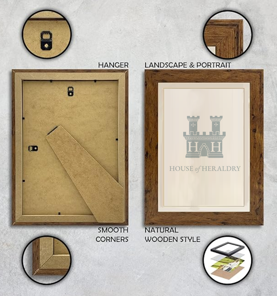 Framed Coat of Arms Certificate With Family History, A4