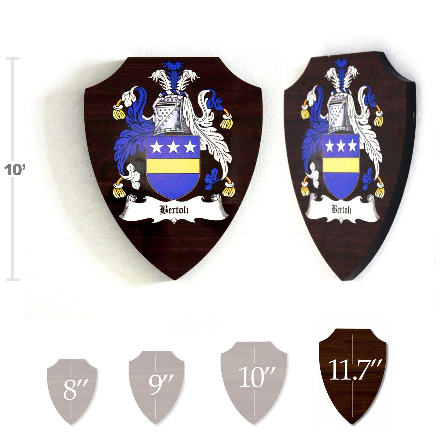 Heraldic Coat of Arms, Wooden Shield Plaque. Traditional Family History.