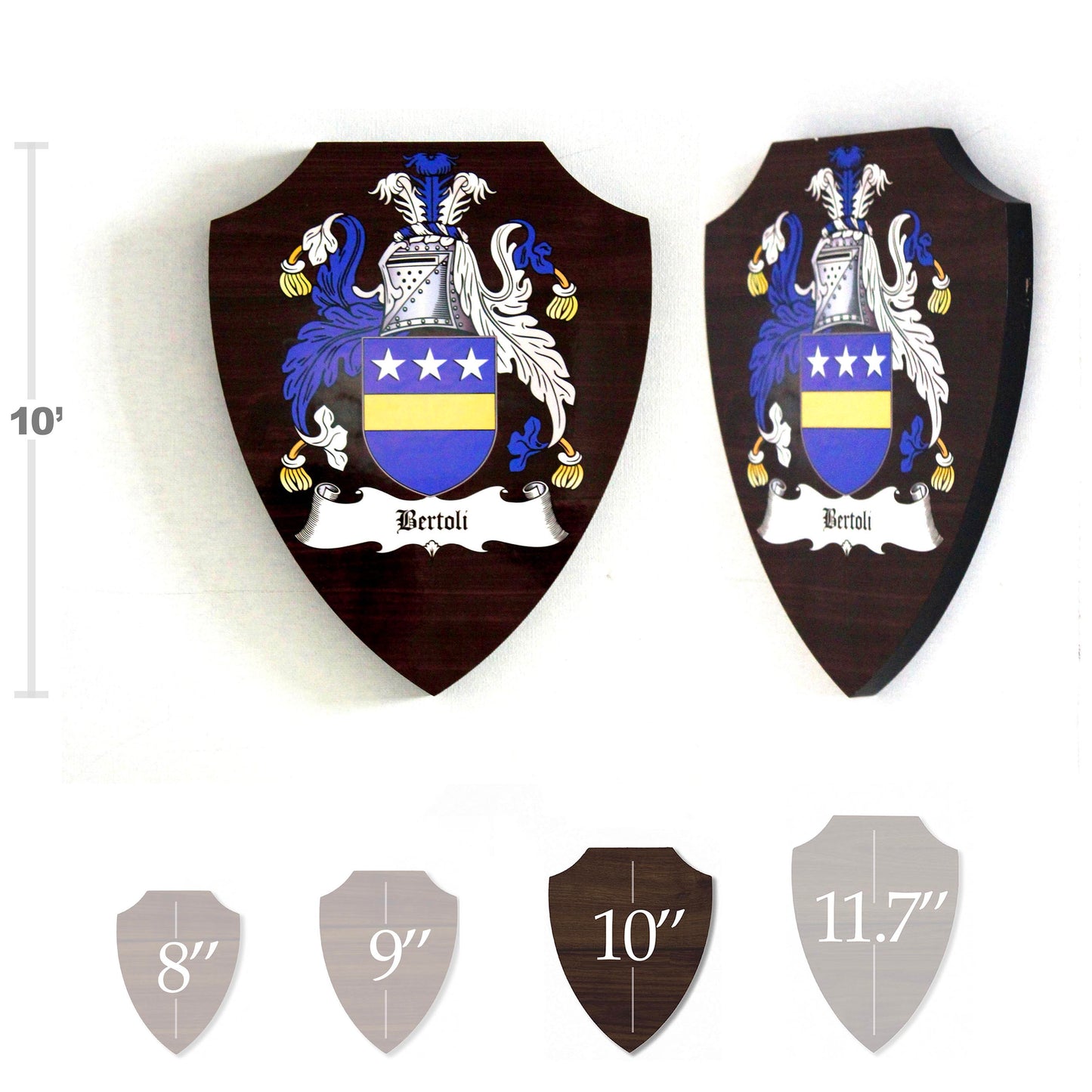 Heraldic Coat of Arms, Wooden Shield Plaque. Traditional Family History.